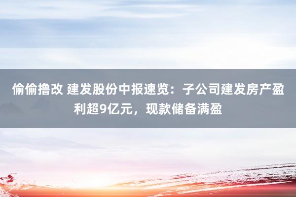 偷偷撸改 建发股份中报速览：子公司建发房产盈利超9亿元，现款储备满盈